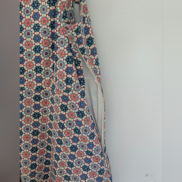Anthropologie Tulle Red White Blue Stain Glass Fit and Flare Midi Dress Size M - Picture 6 of 11